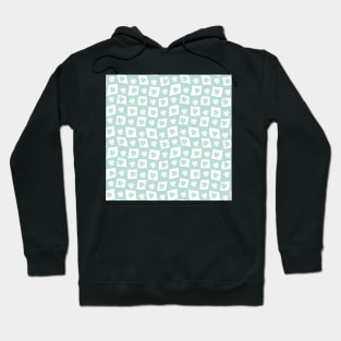 Floral Checker Board - pastel teal green Hoodie